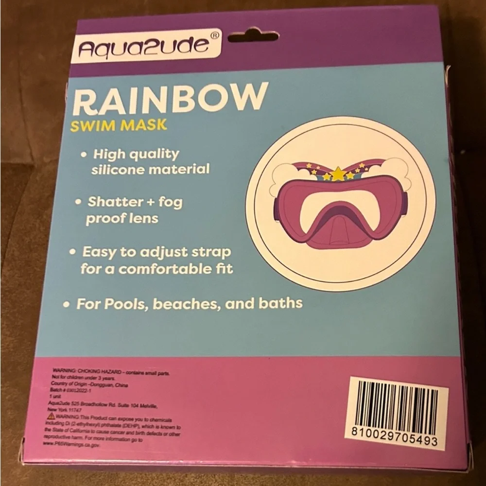 Aqua2ude Rainbow🌈Girls'👧🏻Novelty Wonder Swim🏊‍♀️Mask🥽